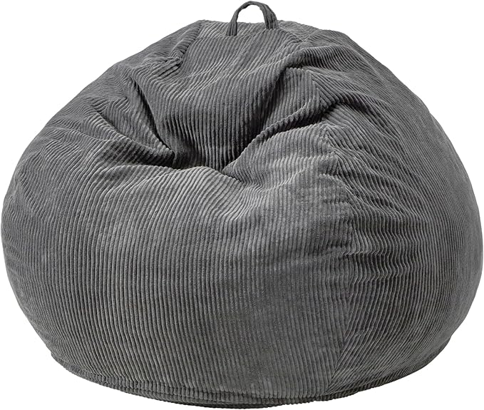 Hobestluk 2.5FT Bean Bag Chair Beanbags Small Bean Bag Chair with Filler Included Teardrop Bean Bag with Removable Cover for Bedroom Living Room (Small, Grey)