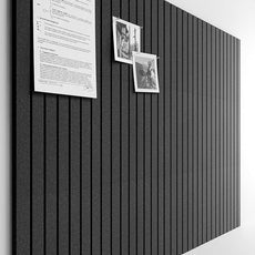 Bumusty Large Cork Board Alternative-47 x35 Felt Bulletin Board Tiles, with 30 Pushpins, 70 Adhesive Tabs, 12-Pack Slat Wall Paneling, Cork Boards for Office Push Pin Board Felt Board-Charcoal Gray