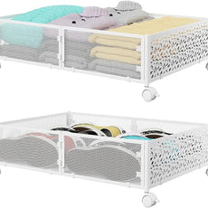 Under Bed Storage, Under the Bed Storage Containers with Wheels, Under Bed Shoe Storage Organizer Drawer for Bedroom Clothes Shoes Blankets -2Pack