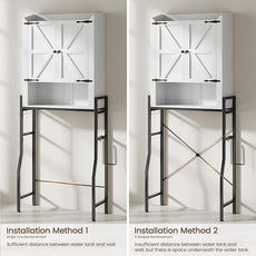 Over The Toilet Storage Cabinet, Over Toilet Organizer with 2-Door & Metal Stand, Bathroom Organizers and Storage with Adjustable Shelves for Bathroom, Restroom, Laundry, White