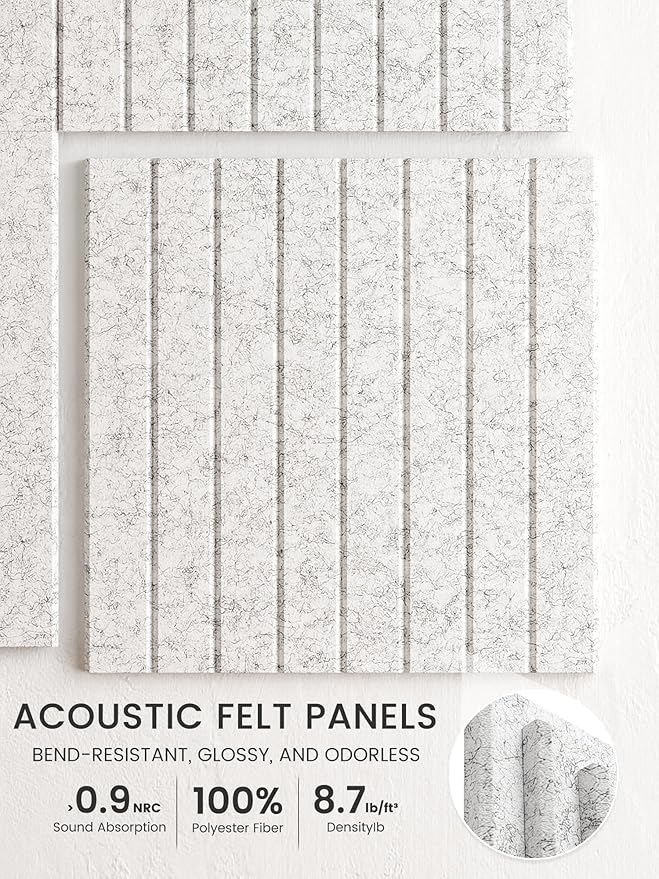 Bumusty Large Cork Board Alternative-47 x35 Felt Bulletin Board Tiles, with 30 Pushpins, 70 Adhesive Tabs, 12-Pack Slat Wall Paneling, Cork Boards for Office Push Pin Board Felt Board-Marble Gray