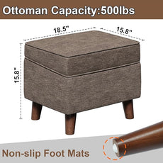 Storage Ottoman with Adjustable Cover, Soft Step Stool, Footrest and Seat, Ottoman Foot Rest for Living Room, Bedroom, Dorm, Brown