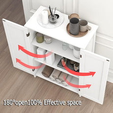 TaoHFE White Bathroom Floor Cabinet,Small Storages Cabinets with 2 Doors Bath Room Storage Cabinet,Small Bathroom Storage Cabinet for Living Room, Entryway,White