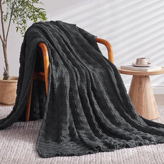 Knitted Weighted Blanket for Adult, No Beads Heavy Blanket 50” x 60'' 7lbs, Breathable Chunky Knit Blanket, Cooling Weighted Blanket for Hot Sleepers, Christmas Home Decor (Dark Grey)