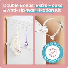 Baby Closet Organizer for Nursery: Durable Baby Wardrobe for Closet - Customizable Baby Dresser Amoire Shelves - Waterproof Shelf Clothes Organizer w/Wall Fixation (White)