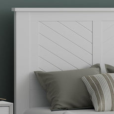 Serene Poplar Wood Twin Size Headboard in White, Modern Farmhouse Panel with Chevron Scoring, Casual Coastal Style, Easy Assembly, Quality Materials