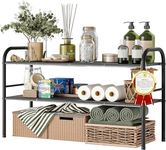 NETEL Under Sink Organizers and Storage, 2 Tier Expandable Under Cabinet Organizer Shelf with 8 Removable Panels,Expandable Shelf for Cupboard,Kitchen,Bathroom,Shoe Storage Rack