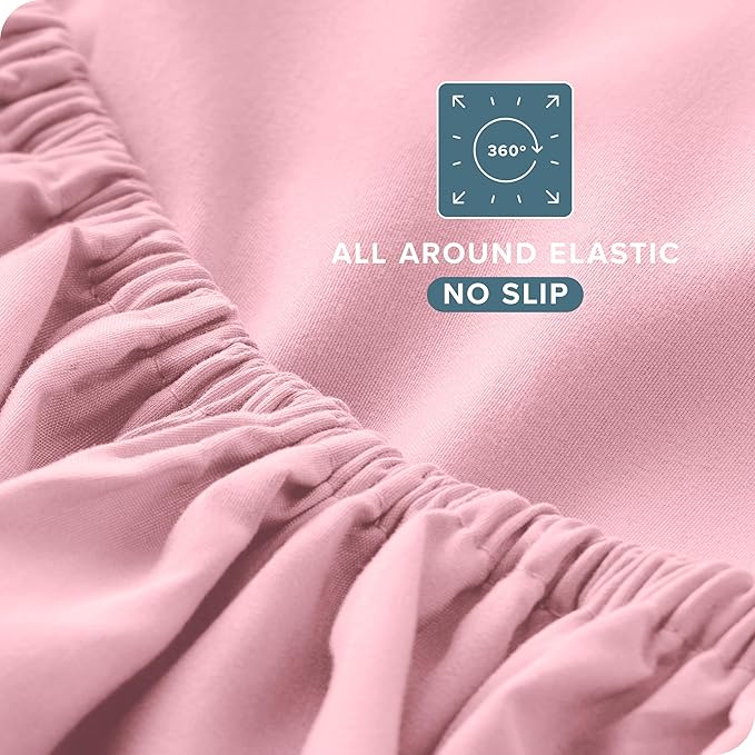 Bare Home Twin Sheet Set - 1800 Ultra-Soft Microfiber Twin Bed Sheets - Double Brushed - Deep Pockets - Easy Fit - Extra Soft - 3 Piece Set - Bedding Sheets & Pillowcases (Twin, Light Pink) BareHome