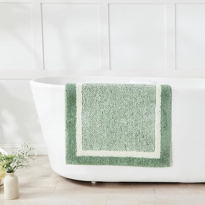 CozeCube Bath mats for Bathroom Non Slip, Fluffy Absorbent Microfiber Bath mat Washable, Aesthetic Bathroom Rugs, Long Sage Green Bath mat, Sage Green, 47" x 24"