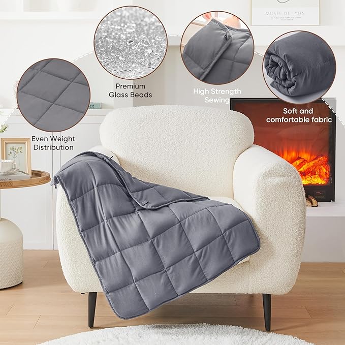 Weighted Lap Blanket for Adults 5lbs, 29"x33" Cooling Heavy Throw Blanket, Portable Travel Weighted Blankets, Soft Small Blankets Gift for Sleeping, Grey