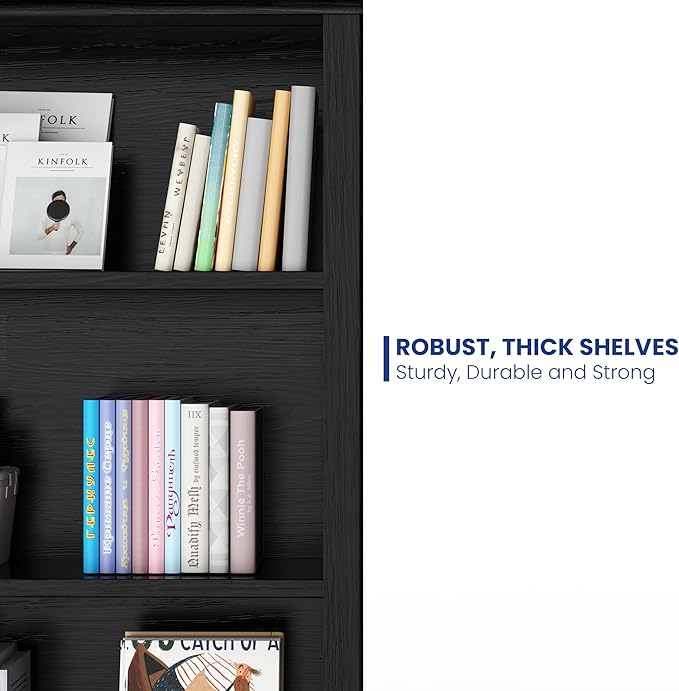 3-Shelf Bookcase, 47" Tall Floor Standing Bookshelf with Adjustable Shelves, Storage & Display Shelf for Living Room, Bedroom, Home Office – Black, 31.5" Wide