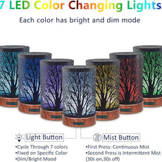 EQUSUPRO Essential Oil Diffuser 150ml Black Metal Aromatherapy Oil Diffuser Ultrasonic Cool Mist Diffuser with Auto Shut-Off Protection,7 Colors Changed LED for Home Office SPA Yoga