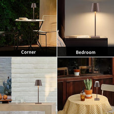 KDG 2 Pack Cordless Table Lamp,Portable LED Desk Lamp, 4000mAh Battery Operated, 3 Color Stepless Dimming Up, for Restaurant/Bedroom/Bars/Outdoor Party/Camping/Coffee Shop Night Light(Brown)