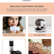 Essence Pearl Travel Case - Wearable Aromatherapy Kit with Nasal Diffuser Rings, Soaking Bay, and 5mL Essential Oil – Portable Wellness Gift Set for On?The?Go Self Care