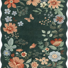 Lahome Floral Washable 6x9 Area Rugs, Soft Bedroom Rug for Living Room Ultra-Thin Non Slip Dining Room Rug, Stain Resistant Boho Rugs Easy Clean Throw Carpet for Office(6'x9',Dark Green)