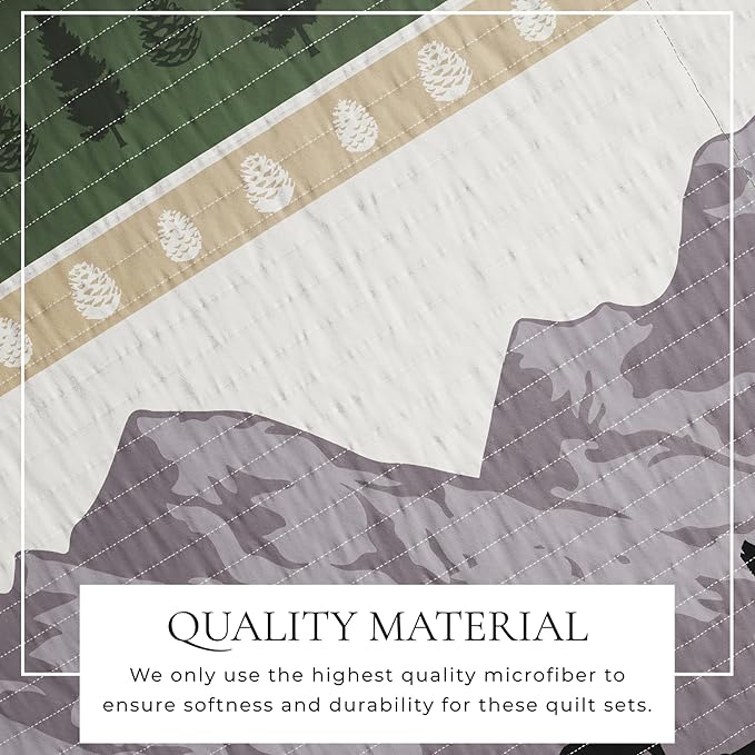 Great Bay Home 3-Piece Reversible Rustic Lodge Bedspread Quilt with 2 Shams. All-Season Quilt Set. (Full/Queen, Salt Creek)
