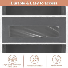 5-Tier Over The Door Storage Organizer with 10 Side Mesh Pockets, 48 lbs Load Capacity, 3 Hooks Design, Door Hanging Organizer with Clear Windows for Bathroom, Bedroom, Nursery, Kitchen-Grey