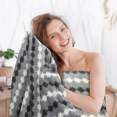 16 Pack Microfiber Bath Towels Bulk 27'' x 60'' Oversized Size Bath Towel Highly Absorbent Extra Large Soft Drying for Shower Beach Winter Salon Sport Gym Party (Cone,Grey)