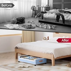 Yecaye Under Bed Storage with Wheels, 2 Pack Under Bed Storage Containers, 60L Underbed Shoe Storage with Clear Window & Label, Rolling Under Bed Metal Drawer for Clothes, Shoes, Books, Blankets, Blue