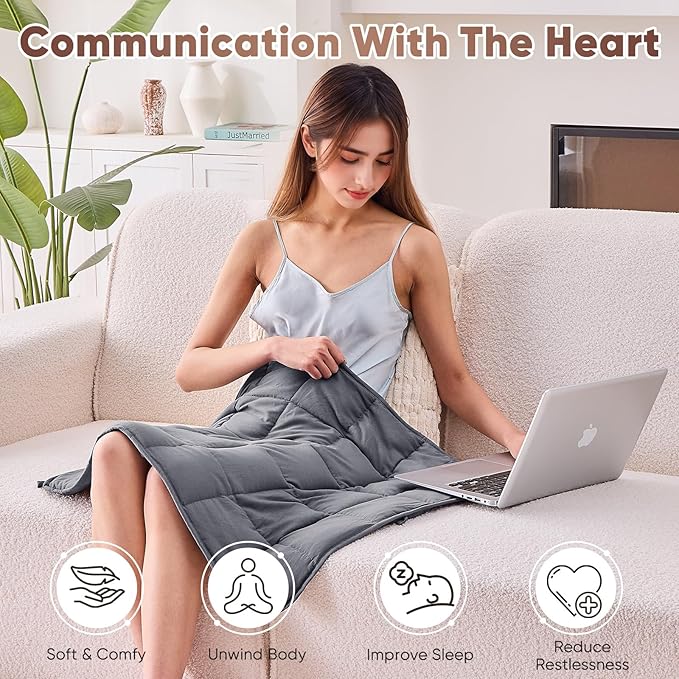 Weighted Lap Blanket for Adults 5lbs, 24"x29" Cooling Heavy Throw Blanket, Portable Travel Weighted Blankets, Soft Small Blankets Gift for Sleeping, Grey