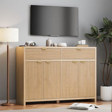 Fluted Sideboard Buffet Cabinet with Storage Drawers, 55