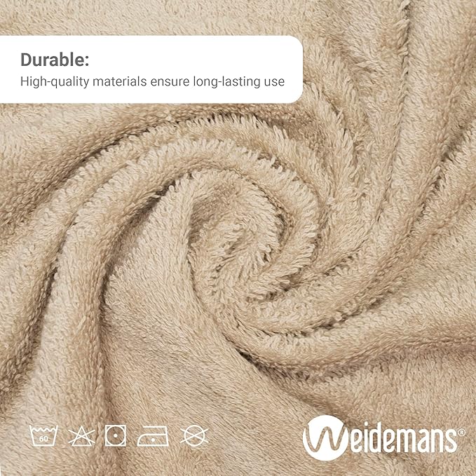 Premium 8 Pieces Towel Set Including 2 Bath Towels 30" x 56", 2 Hand Towels 18" x 30" and 4 Washcloths 13" x 13" - Color: Sand | Pure Cotton |Machine Washable high Absorbency