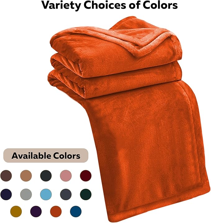 IR Imperial Rooms Fleece Blanket - Super Soft Fluffy Throw Blanket for Sofa and Bed - Warm and Cozy Lightweight 400 GSM Microfiber Bed Throws Blankets, 50 x 60 Inches (Throw/Travel, Rust)