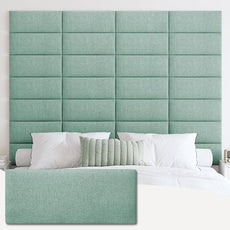 IFNOW Upholstered Wall Mounted Headboard, 3D Soundproof Wall Panels Peel and Stick for King Size, Reusable and Removable Tufted Bed Headboard in Grass Green (12 Panels, 10