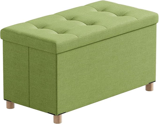 BRIAN & DANY 30 Inches Folding Storage Ottoman Bench, Ottoman with Storage Bench for Bedroom, Living Room, Entryway, Foot Rest with Legs, Bright Green