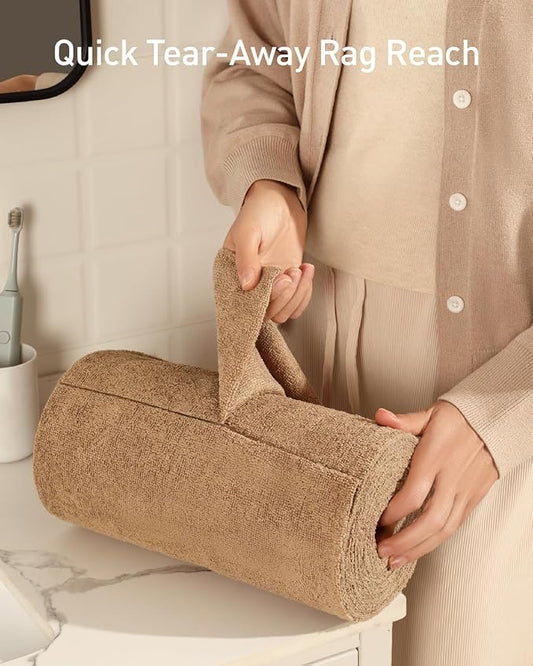 Fantasticlean Microfiber Cleaning Cloth Roll -75 Pack, Tear Away Microfiber Towels, 12" x 12", Reusable, Washable, Scratch Free, Ultra Absorbent for All-Around Cleaning Supplies (TAN)