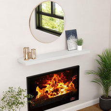 Fun Memories Farmhouse Floating Shelves for Wall, 48 x 9.3 Large Floating Shelf Wall Mounted, Rustic Wood Shelves for Bathroom, Kitchen, Living, Heavy-Duty Storage Deep Shelf for Books, Decor, White