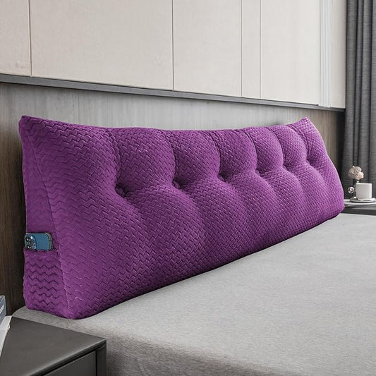 Large Bolster Triangular Headboard Wedge Backrest Positioning Support Bed Rest Reading Pillows Headboard Wedge Pillows for Day Bed with Removable Cover