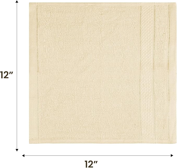 Casa Lino Face Towels & Body Wash Cloths for Showering - 100% Cotton Wash Cloths for Bathroom - Highly Absorbent & Quick Drying Washcloth Set - Cotton Washcloths 24 Pack (12" x 12") - (Linen Brown)