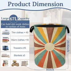 Vintage Sun Laundry Hamper With Handle,Foldable Oxford Cloth Sunrise Sunset Laundry Basket,20.8