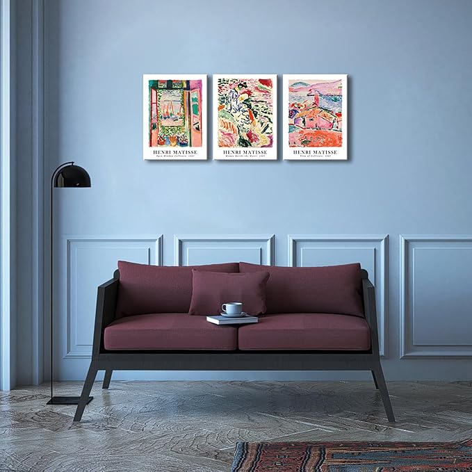 Wieco Art Canvas Wall Art 3 Piece Henri Mattise Art Abstract Colorful Matisse Posters Canvas Prints for Wall and Home Office Decorations