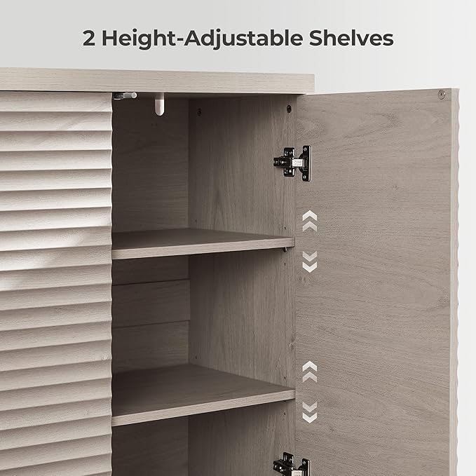 SICOTAS Buffet Cabinet with Storage Accent Sideboard Modern Credenza with Doors & Shelves Fluted Media Console Mid Century Coffee Bar Table for Living Room Kitchen Dining Room Hallway (3PCS)