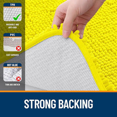 OLANLY Bathroom Rugs 44x24, Extra Soft Absorbent Chenille Bath Rugs, Rubber Backing Quick Dry, Machine Washable Bath Mats for Bathroom Floor, Tub and Shower, Home Decor Accessories, Lemon Yellow