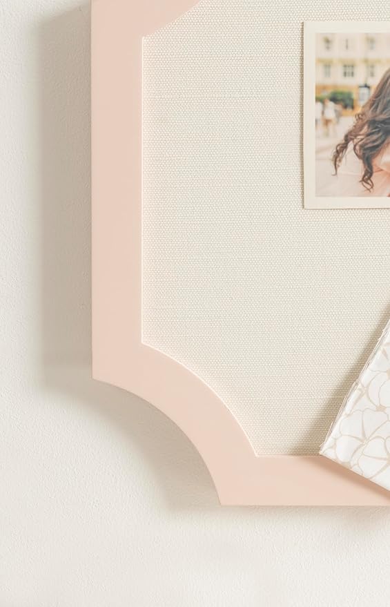 Kate and Laurel Holbrook Glam Framed Scallop Fabric Pinboard, 15 x 24, Pink, Decorative Modern Scalloped Bulletin Board for Use as Vision Board or Wall Organization