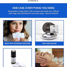 Essence Pearl Travel Case - Wearable Aromatherapy Kit with Nasal Diffuser Rings, Soaking Bay, and 5mL Essential Oil – Portable Wellness Gift Set for On?The?Go Self Care