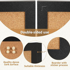 Double-Sided Cork Board for Wall, 16