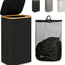 Laundry Hamper with Lid, 110L Large Laundry Hamper with Handle and Lid, Collapsible Clothes Basket Organizer with Removable Inner Bag for Clothes Toys Towels - Black