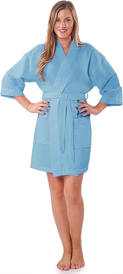 Turquaz Lightweight Short Robes For Women Waffle Kimono Bathrobe - Soft, Fast-Drying, Long-Lasting Cotton Blend