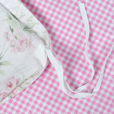 FADFAY Rose Floral Duvet Cover Set Pink Grid Cotton Girls Bedding with Hidden Zipper Closure 3 Pieces, 1duvet Cover & 2pillowcases,Twin Size