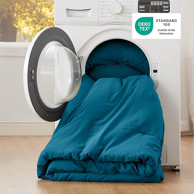 Bedsure Full Size Comforter Set, Teal Soft Prewashed Bedding for All Seasons, 3 Pieces GentleSoft™ Warm Down Alternative Bed Set, 1 Lightweight Comforter (82"x86") and 2 Pillowcases (20"x26")
