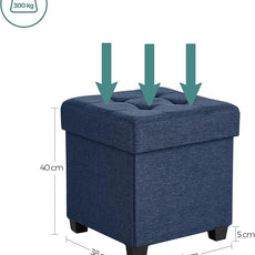 SONGMICS Storage Ottoman, Small Ottoman Foot Rest with Legs, 15 x 15 x 15.7 Inches Foot Stool, Load up to 660 lb, for Living Room, Bedroom, Dorm, Midnight Blue ULSF14IN