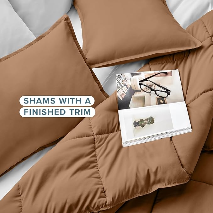 Bare Home Comforter Set - Twin/Twin Extra Long Size - Ultra-Soft - Goose Down Alternative - Premium 1800 Series - All Season Warmth (Twin/Twin XL, Caramel)