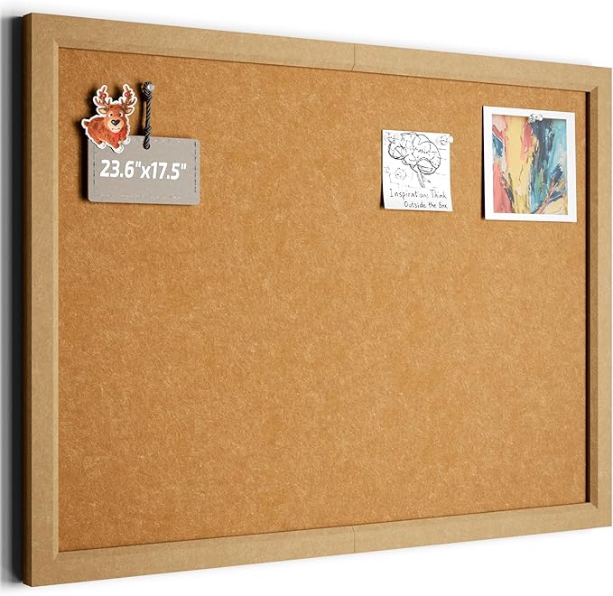 Foldable Cork Board Alternative, Felt Bulletin Board 24" x 18" Mustard Yellow Frame with 16 Adhesive Tabs, Pin Board for Home Office, Classroom, Entryway, Kitchen Wall Decor—Sunset Yellow