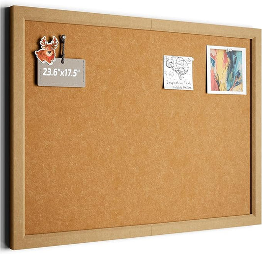 Foldable Cork Board Alternative, Felt Bulletin Board 24" x 18" Mustard Yellow Frame with 16 Adhesive Tabs, Pin Board for Home Office, Classroom, Entryway, Kitchen Wall Decor—Sunset Yellow