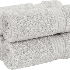 Cotton Paradise 100% Cotton Turkish Washcloth Set for Bathroom, 4 Piece Soft Absorbent Small Hand Face Towels Wash Rags, Silver Grey
