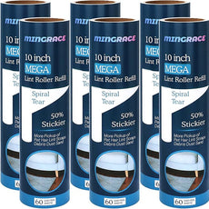 10 inch Mega Lint Roller Refills Compatible with Evercare Smart Design Layers Large Mega Lint Rollers and More, 50% More Pickup, 60 Sheets per Refill, Pack of 6, 360 Sheets Total